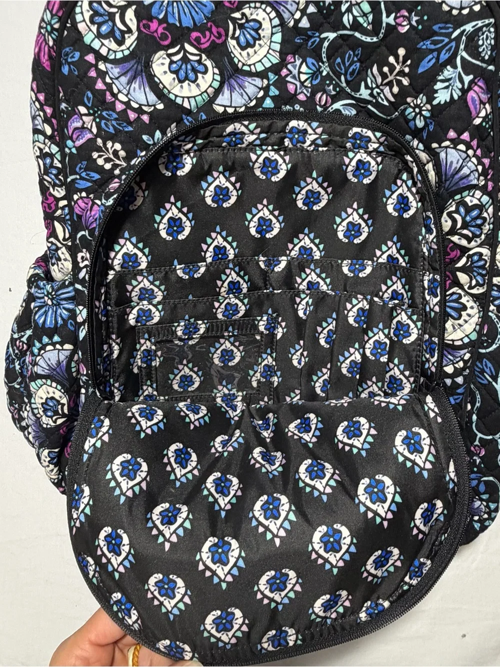 Vera Bradley Iconic Campus Backpack in the black floral Bramble pattern